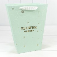 Пакет подарочный "Ваза для цветов" 25*30*16 260г "Flower Garden" Зеленовато-голубой 1/10 1/200 Арт: 000233K/1