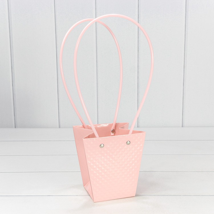 Пакет подарочный "Ваза для цветов" 12,5*12*8 260г "Ромбики" Персиковый 1/10 1/200 Арт: 000235H/2