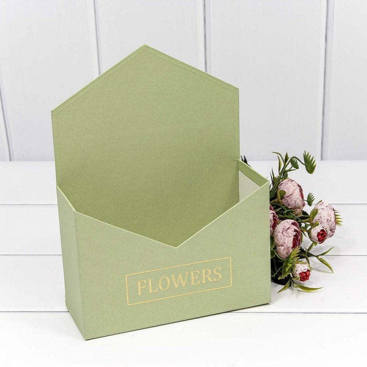 Коробка "Конверт" 18*24*7 "Flowers" Салатовый 1/8 1/72 Арт: KPL0010