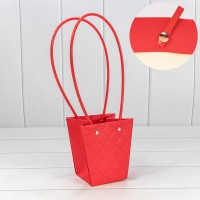 Пакет подарочный "Ваза для цветов" 12,5*12*8 "Ромбы" Красный 1/10 1/200 Арт: 000174H/1