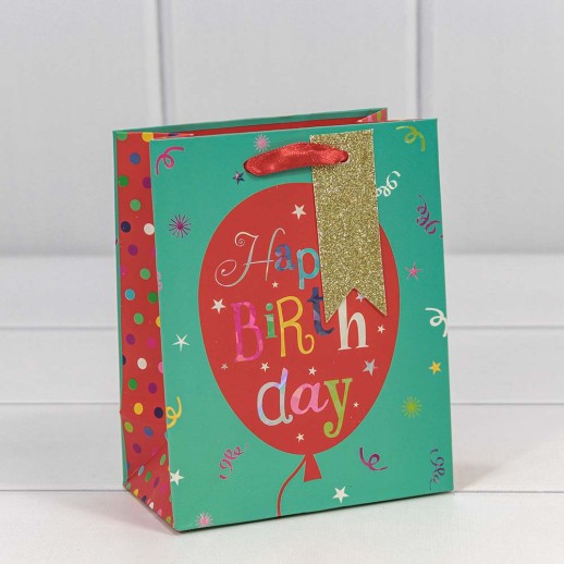 Пакет подарочный с тиснением "Happy Birthday" (микс) 12*15*6,7 210г 1/20 1/240 Арт: 000159H