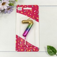 Свеча для торта Цифра 7 "Градиент" 6см 1/12 1/120 Арт: 20010-15/7