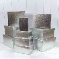 Коробки Прямоугольные Набор 1/10 35,5*30*17 &quot;Кожа крокодила&quot; Серебряный 1/6 Арт: 720688/1 - Коробки Прямоугольные Набор 1/10 35,5*30*17 "Кожа крокодила" Серебряный 1/6 Арт: 720688/1