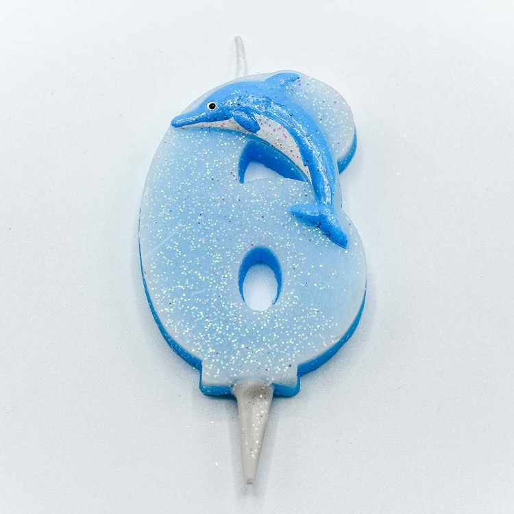 Свечи для торта Цифра 6 "Дельфин" 6,7см 1/12 1/120 Арт: 20012/6