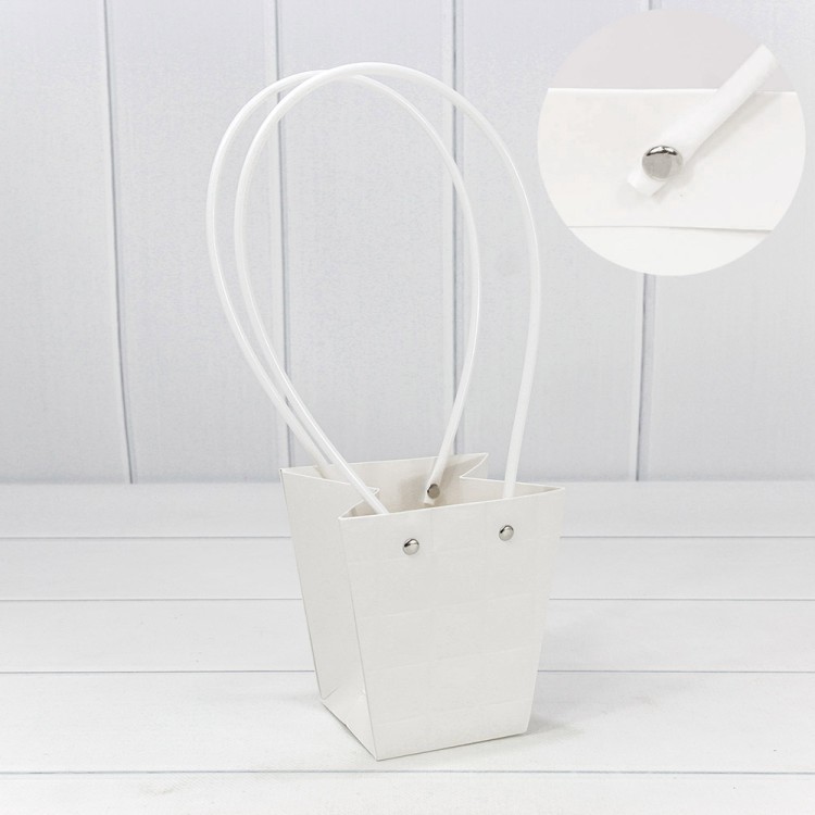 Пакет подарочный "Ваза для цветов" 12,5*12*8 "Квадраты" Белый 1/10 1/200 Арт: 000168H/7