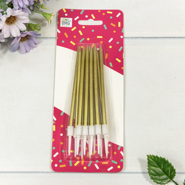 Свечи для торта набор (12 шт.) 10см Золотой 1/12 1/288 Арт: 20010-30/1