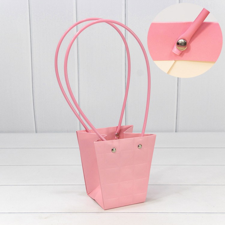 Пакет подарочный "Ваза для цветов" 12,5*12*8 "Квадраты" Тёмно-розовый 1/10 1/200 Арт: 000168H/26