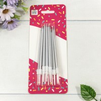 Свечи для торта набор (12 шт.) 10см Серебряный 1/12 1/288 Арт: 20010-30/2