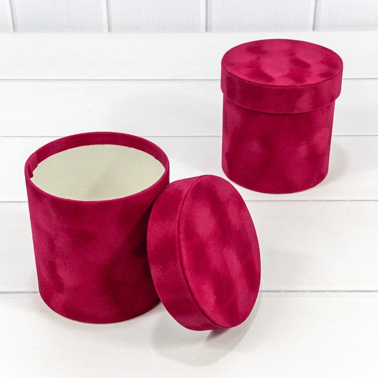 Коробка Цилиндр 11*11 "Бархатный" Вишнёвый 1/4 1/80 Арт: 720855/5