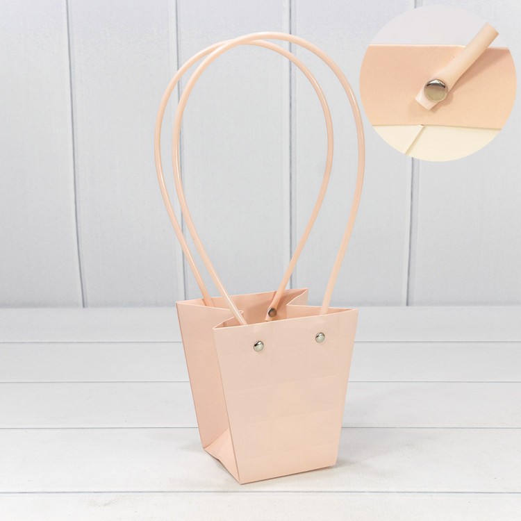 Пакет подарочный "Ваза для цветов" 12,5*12*8 "Квадраты" Персиковый 1/10 1/200 Арт: 000168H/33