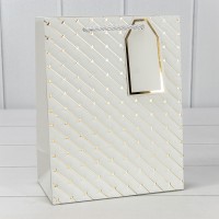 Пакет подарочный с тиснением (547) 18*23*10 210г Белый 1/20 1/360 Арт: 000547E/1