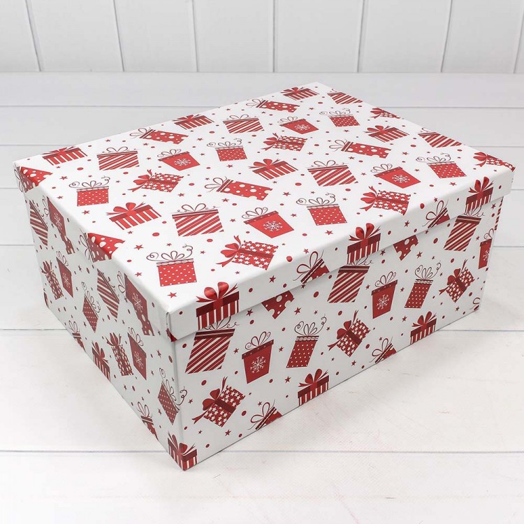 Коробки Прямоугольные Набор 1/10 34*26*15,3 "Подарки" Белый 1/6 Арт: 730604/1689