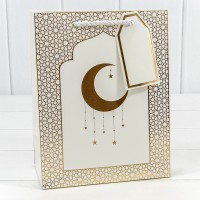 Пакет подарочный с тиснением "Полумесяц" (292) 18*23*10 210г Белый 1/20 1/360 Арт: 000292E/1