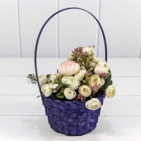 Корзина плетёная Круглая 16*10/30 с ручкой "Береста" Фиолетовый 1/240 Арт: 420-200/2