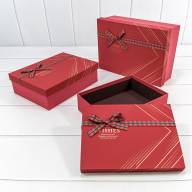 Коробки Прямоугольные Набор 1/3 29*21*9,5 с бантом &quot;Wishes&quot; Красный 1/12 Арт: 720625/2 - Коробки Прямоугольные Набор 1/3 29*21*9,5 с бантом "Wishes" Красный 1/12 Арт: 720625/2