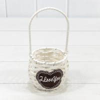 Корзина плетёная Круглая 9*9 (±5%) из пластика с ручкой Белый 1/100 Арт: 420127/1