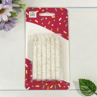 Свечи для торта набор (12 шт.) 8см с блёстками Белый 1/12 1/144 Арт: 20010-95/1