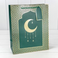 Пакет подарочный с тиснением "Полумесяц" (295) 26*32*12 210г Зелёный 1/20 1/240 Арт: 000295C/15