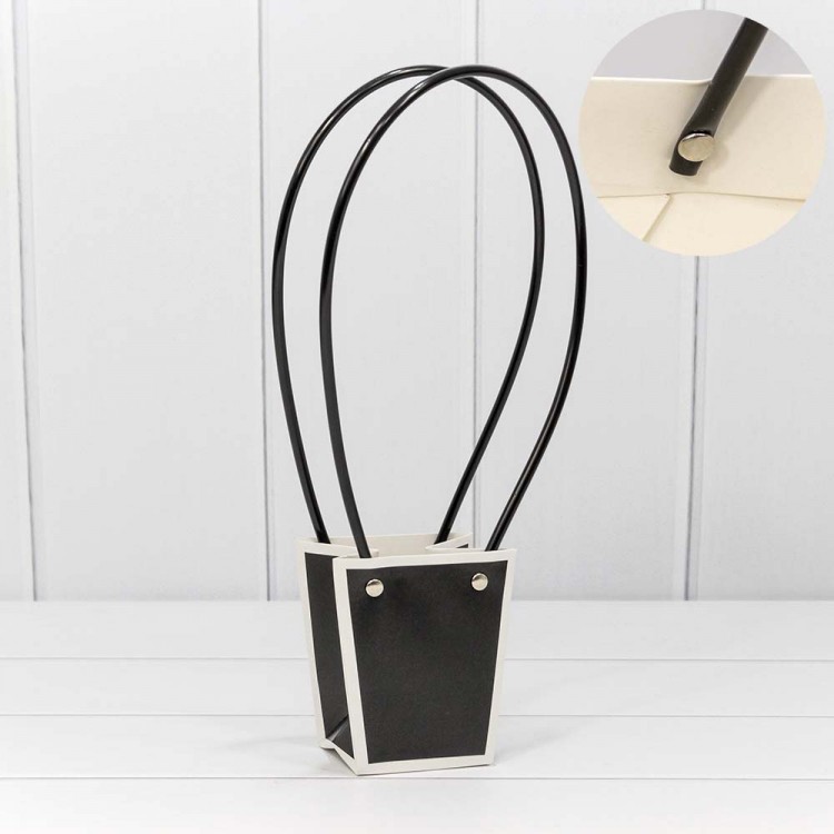 Пакет подарочный "Ваза для цветов" 10*9*6,5 Чёрный/Белый 1/10 1/300 Арт: 000171J/18