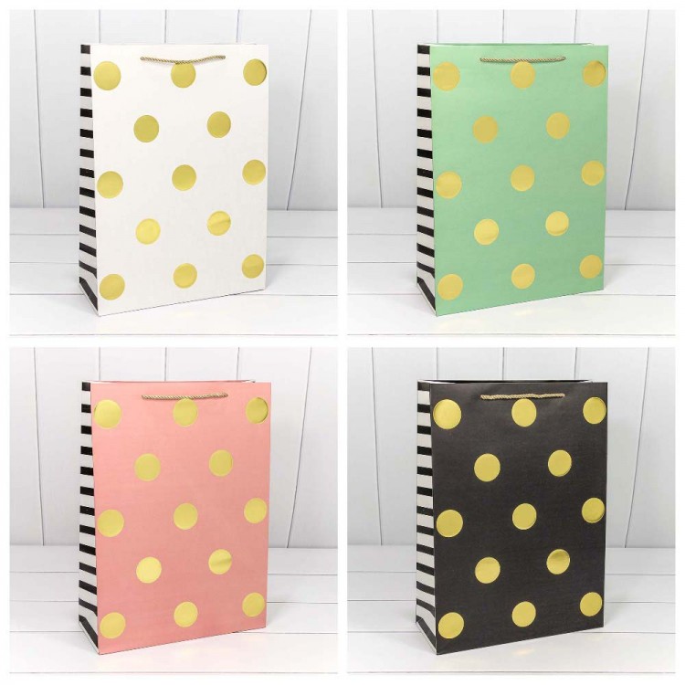 Пакет подарочный с тиснением "Горох" (микс) 32*45*15 210г 1/20 1/120 Арт: 000123A