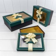 Коробки Прямоугольные Набор 1/3 33,5*25*11,5 с окошком и бантом Синевато-зелёный/Чёрный 1/12 Арт: 721306/6 - Коробки Прямоугольные Набор 1/3 33,5*25*11,5 с окошком и бантом Синевато-зелёный/Чёрный 1/12 Арт: 721306/6