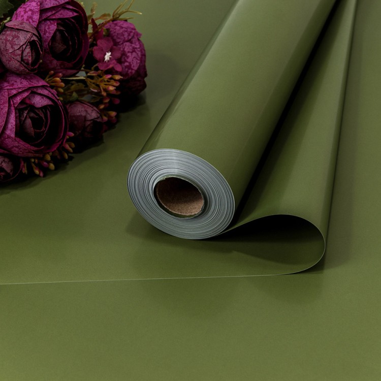 Плёнка 58см 800г матовая "Корейская" 65мкм Тёмно-оливковый 1/12 Арт: 1838/371