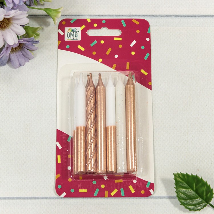 Свечи для торта набор (12 шт.) 8см (микс 17) 1/12 1/144 Арт: 20010-95/17