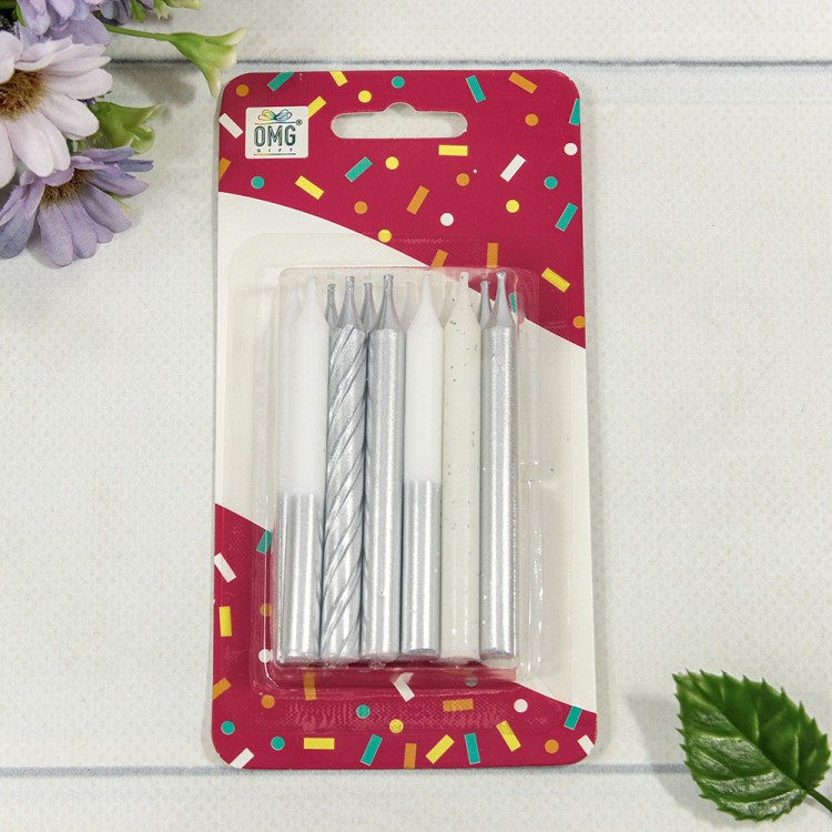 Свечи для торта набор (12 шт.) 8см (микс 18) 1/12 1/144 Арт: 20010-95/18