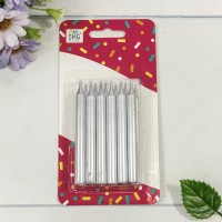 Свечи для торта набор (12 шт.) 8см Серебряный 1/12 1/144 Арт: 20010-95/20