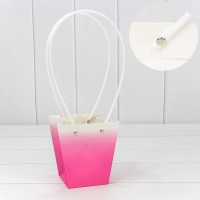 Пакет подарочный "Ваза для цветов" 12,5*12*8 "Градиент" Розовый 1/10 1/200 Арт: 000184H/1