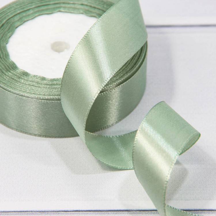 Лента Атласная Сатин 2,5см*25ярд Серая спаржа 1/5 1/120 Арт: 562-25/93