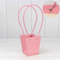 Пакет подарочный "Ваза для цветов" 12,5*12*8 "Ромбы" Тёмно-розовый 1/10 1/200 Арт: 000174H/26