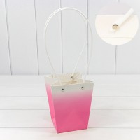 Пакет подарочный "Ваза для цветов" 15,5*13*9,5 260г "Градиент" Тёмно-розовый 1/10 1/150 Арт: 000184G/9