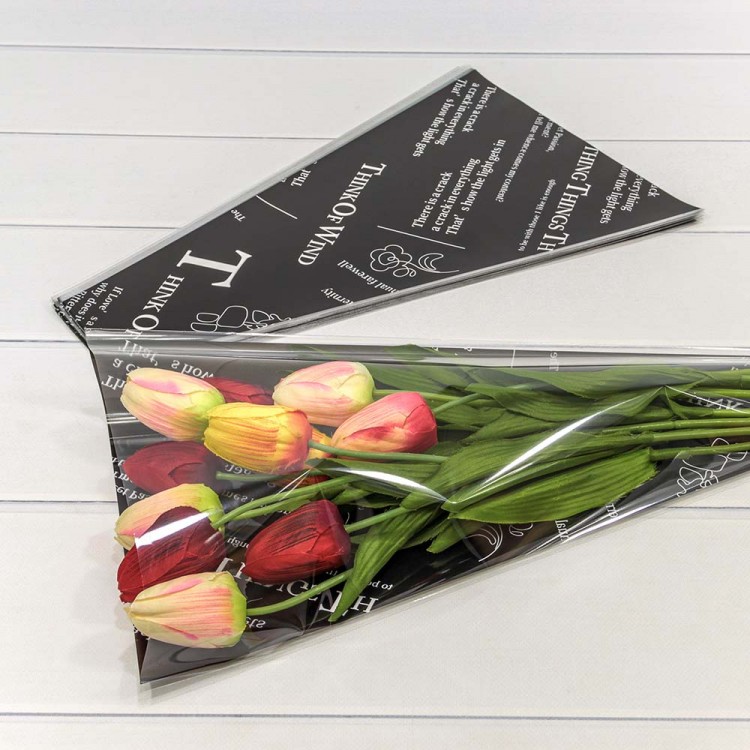 Пакет "Конус для цветов" 28*9*44 (50 шт.) Чёрный 1/100 Арт: 001530/1