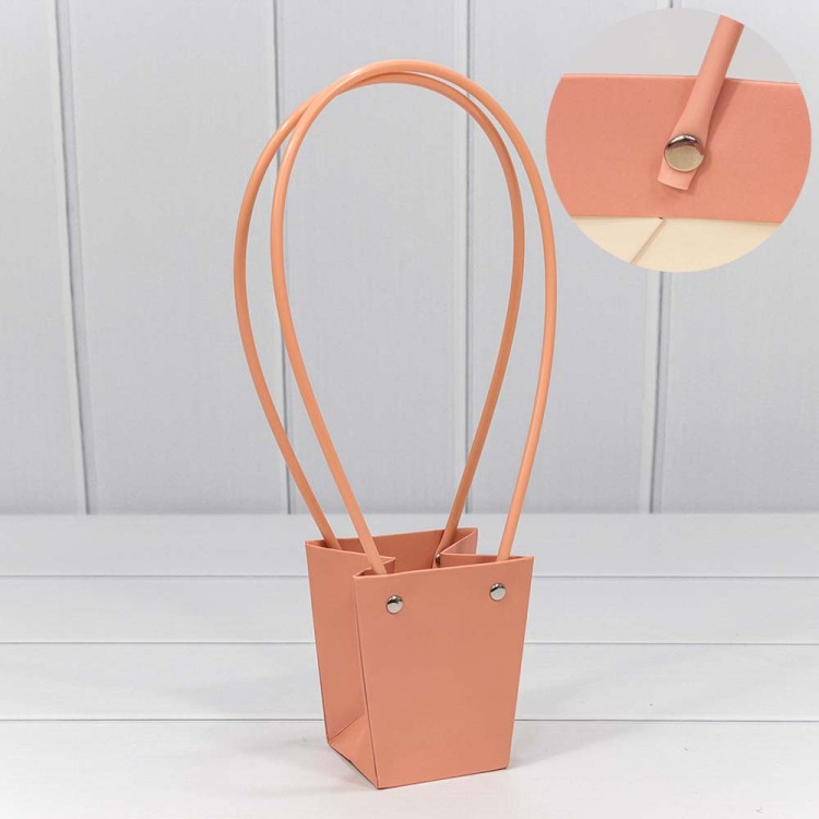 Пакет подарочный "Ваза для цветов" 10*9*6,5 Бежево-красный 1/10 1/300 Арт: 000171J/6