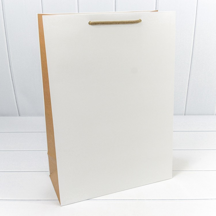 Пакет подарочный Белый/Крафт 32*45*15 230г 1/20 1/80 Арт: 000200A-1