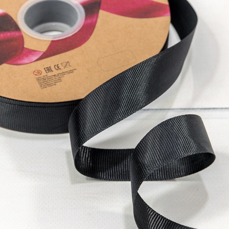 Лента Репсовая 2,5см*100ярд Класс А Чёрный 1/8 1/32 Арт: 597-25/39