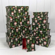 Коробки Прямоугольные Набор 1/10 34*26*15,3 &quot;Дед Мороз&quot; 1/6 Арт: 730604/2121 - Коробки Прямоугольные Набор 1/10 34*26*15,3 "Дед Мороз" 1/6 Арт: 730604/2121