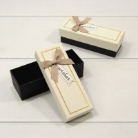 Коробка Прямоугольная 12*4,5*3,5 с бантиком Бежевый/Чёрный 1/12 1/240 Арт: 91147/1