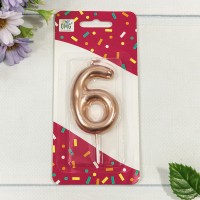 Свеча для торта Цифра 6 Бронзовый 6см 1/12 1/120 Арт: 20010-91/6