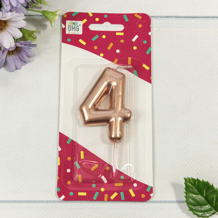 Свеча для торта Цифра 4 Бронзовый 6см 1/12 1/120 Арт: 20010-91/4