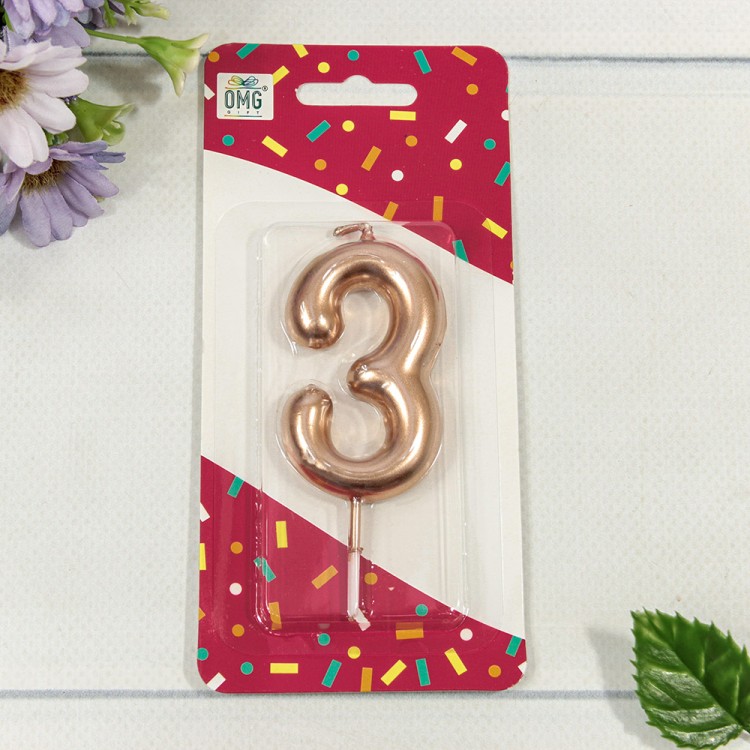 Свеча для торта Цифра 3 Бронзовый 6см 1/12 1/120 Арт: 20010-91/3