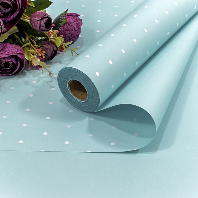 Плёнка 58см 800г матовая "Мелкий горошек" 65мкм Голубой 1/12 Арт: 1891/7457