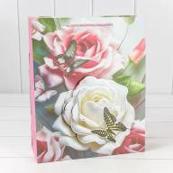 Пакет подарочный с 3D аппликацией "Розы и бабочки" (микс 250) 26*32*10 210г 1/20 1/240 Арт: 000250C - Пакет подарочный с 3D аппликацией "Розы и бабочки" (микс 250) 26*32*10 210г 1/20 1/240 Арт: 000250C